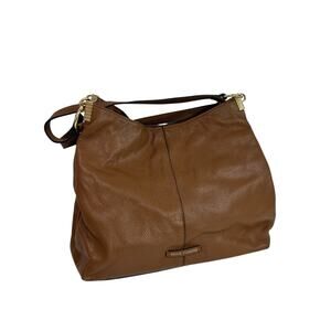 Vince Camuto Rayna Shoulder Bag Dark Rum Pebbled Leather Goldtone Hardware